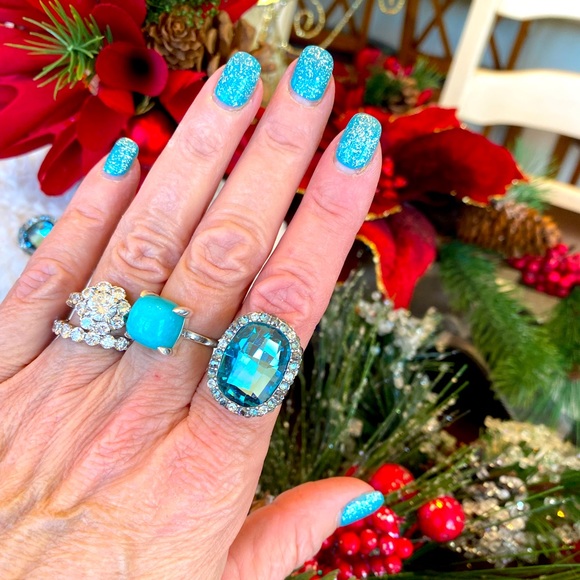 ⭐️SOLD ⭐️Brighton CONTESSA BLUE Swarovski Crystal Necklace Earrings Ring RARE - Picture 4 of 15